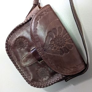 Patricia Nash Italian Tooled Leather Crossbody Bag